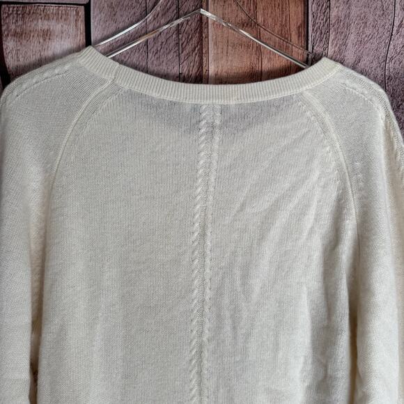 White + Warren Sweater Cashmere Cable Knit Minimalist Fall Classic Luxury Large - Picture 5 of 9